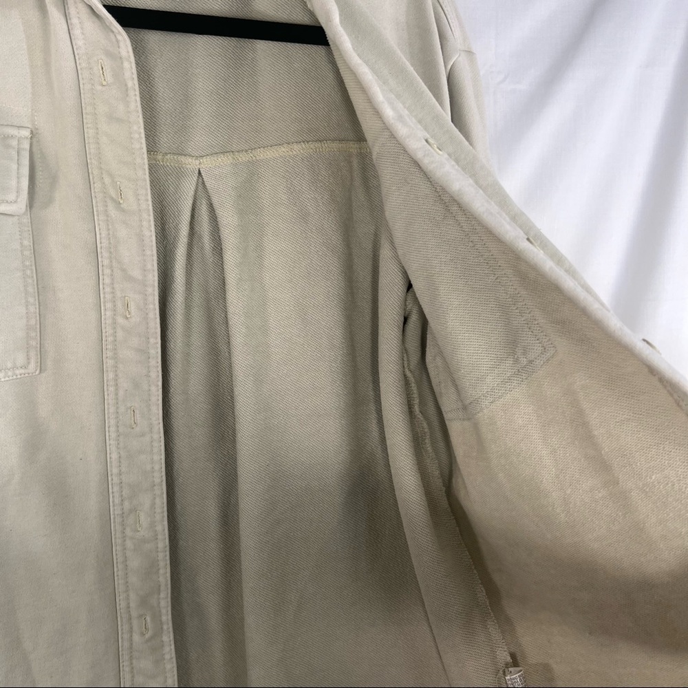 Forever 21 Women’s French Terry Oversized Shacket Button Up Beige Sz S Minimal - Picture 4 of 10